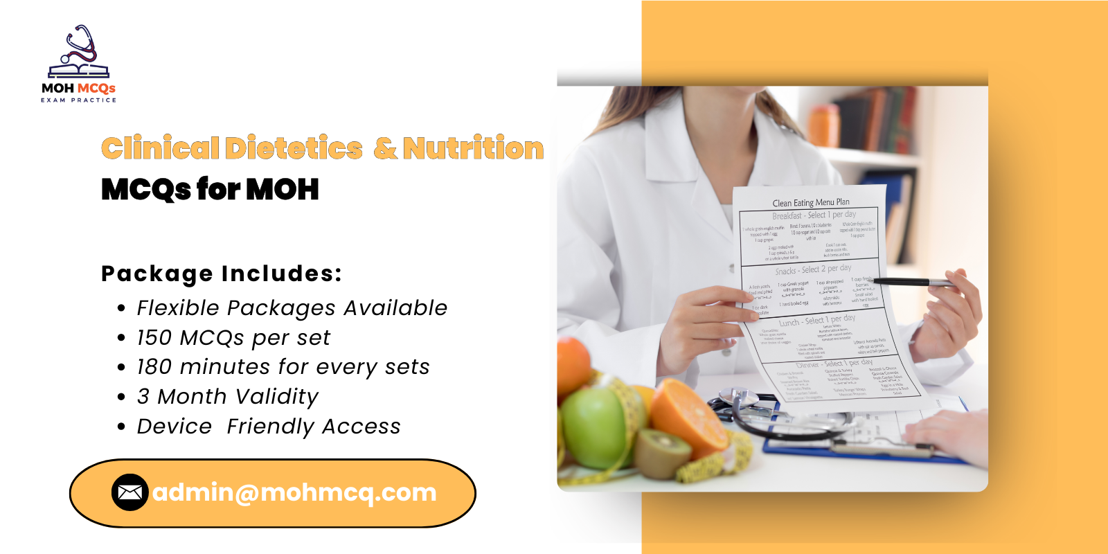 Clinical Dietetics & Nutrition MCQs for MOH